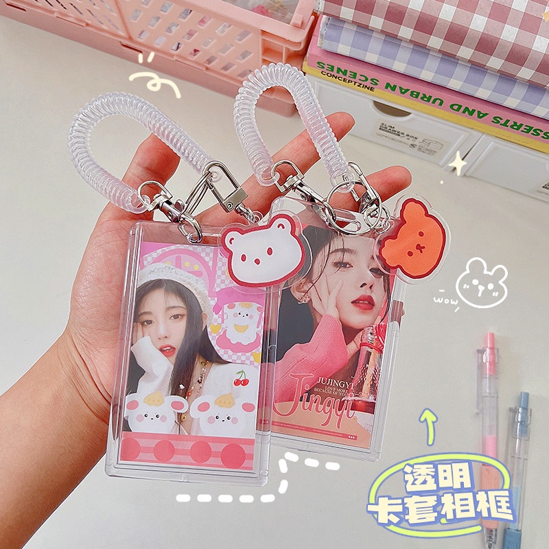 Dây đeo thẻ học sinh sinh viên nhân viên văn phòng card bo góc ảnh cá nhân kèm bao đựng thẻ đáng yêu