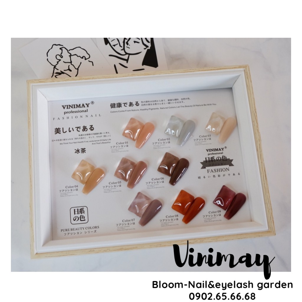 Sơn móng tay VINIMAY set 9 màu tặng kèm bảng màu BLOOM