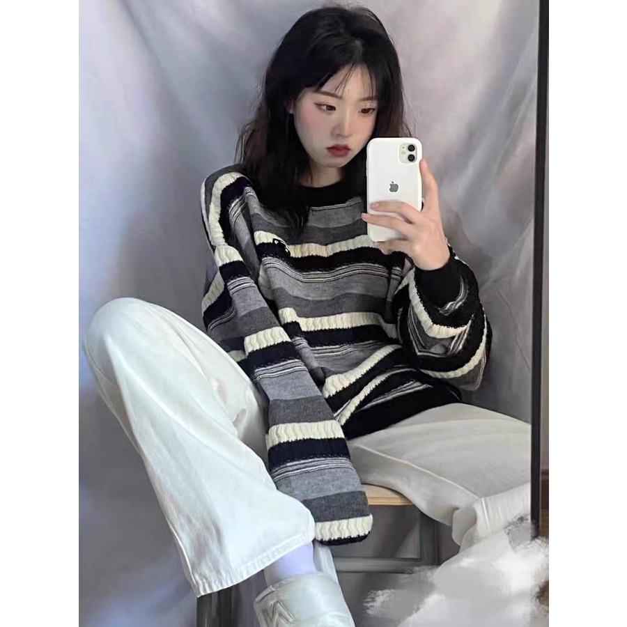 Áo len dài tay kẻ phôi màu cực đẹp phong cách hàn quốc P603 Lizhouse