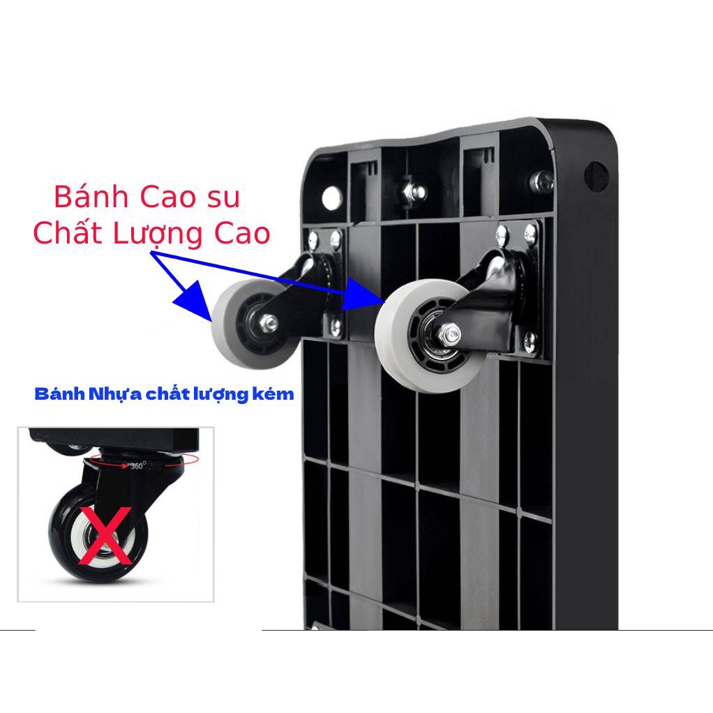 Xe Kéo hàng - Xe đẩy hàng Gấp Gọn 6 Bánh Xoay 200kg nhập khẩu chất lượng cao XKT01 6B