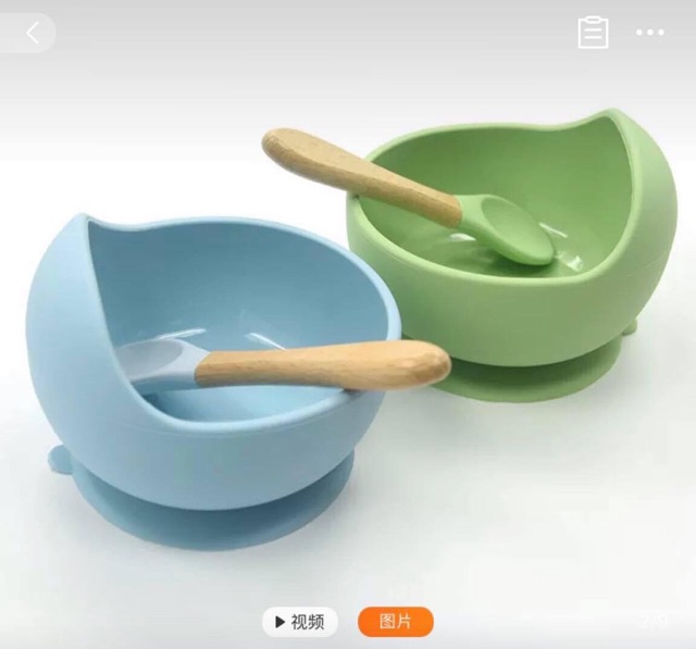 Bát silicon chống đổ chống lật cao cấp kèm thìa