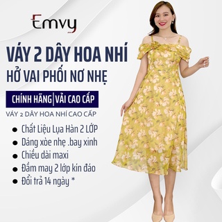 Đầm công sở dáng xòe họa tiết hoa có túi, (có thể mặc đi biển) chất liệu lụa mịn, dày dặn , thoáng mát B71 Emvy