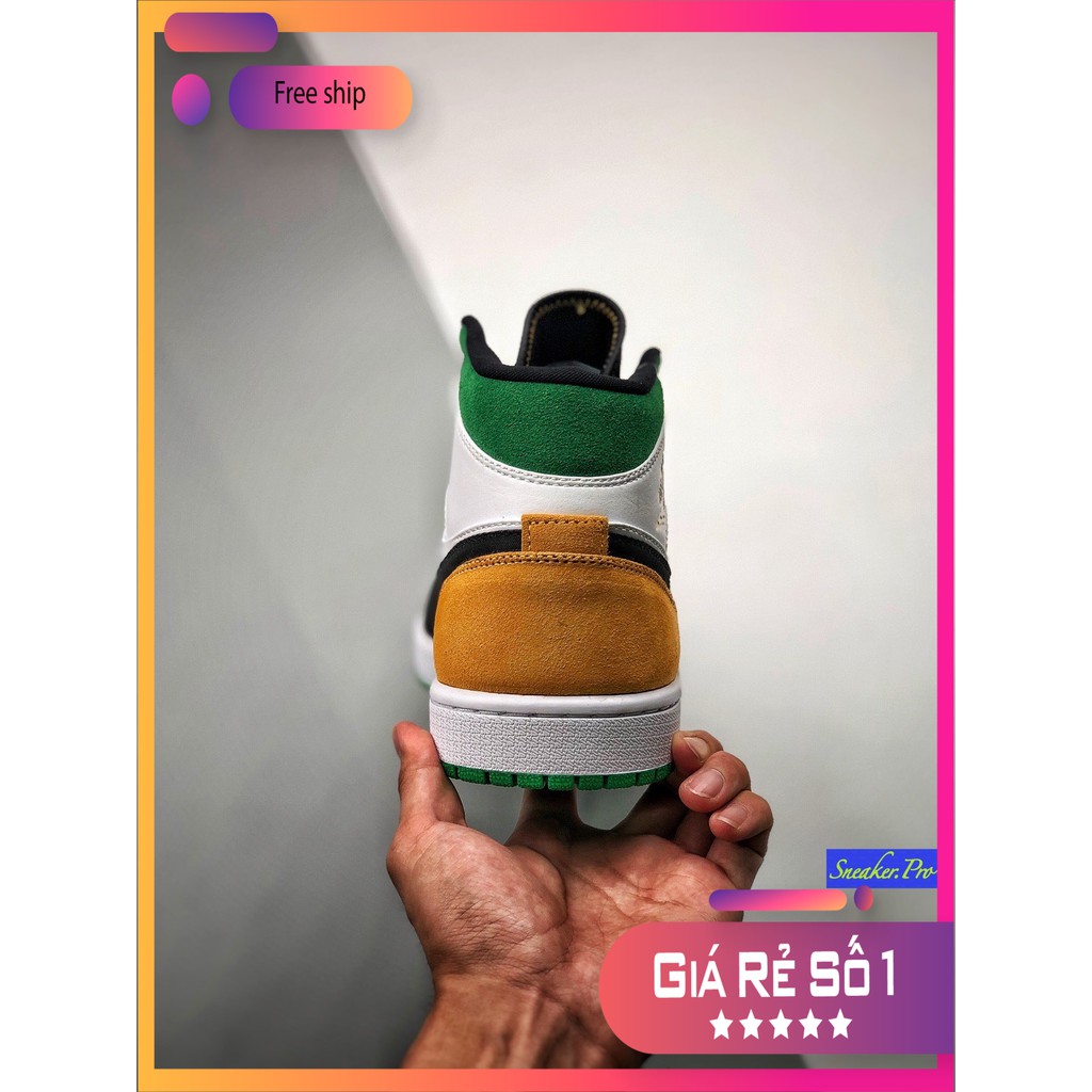 Tết (FREESHIP+HỘP) Giày thể thao AIR Jordan 1 Mid SE White Laser Orange Lucky Green (GS) siêu phong cách ⁸ :; ` ; : ) ᴬ