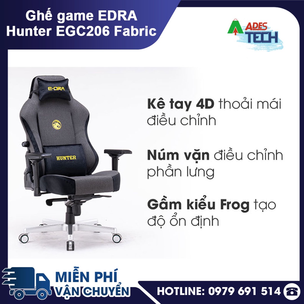 Ghế chơi game EDRA Hunter EGC206 Fabric - HÀNG CHÍNH HÃNG NEW 2022 - Hành trình trở thành game thủ