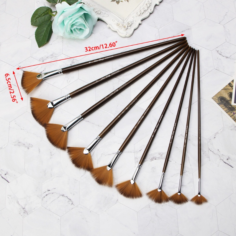 Set 9 Cọ Vẽ Hình Quạt Chuyên Nghiệp