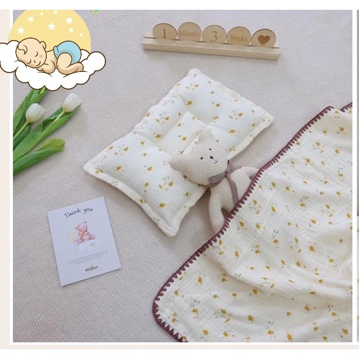 SET CHĂN MỎNG KÈM GỐI MOCHEE VẢI XÔ MUSLIN