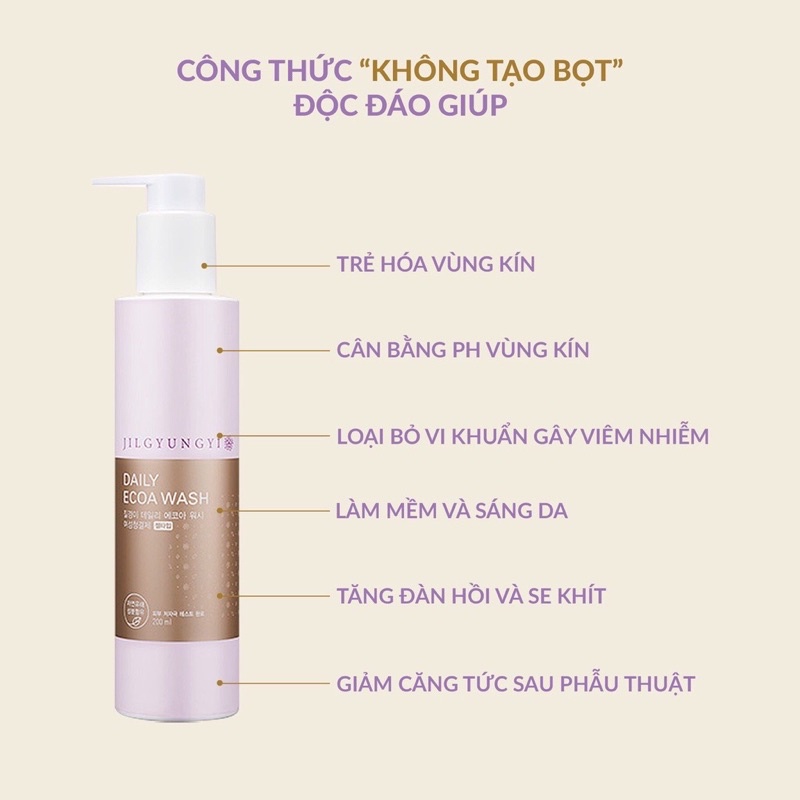 Dung dịch vệ sinh phụ nữ dạng Gel JilGyungYi Daily Ecoa Wash 200ml Hàn Quốc