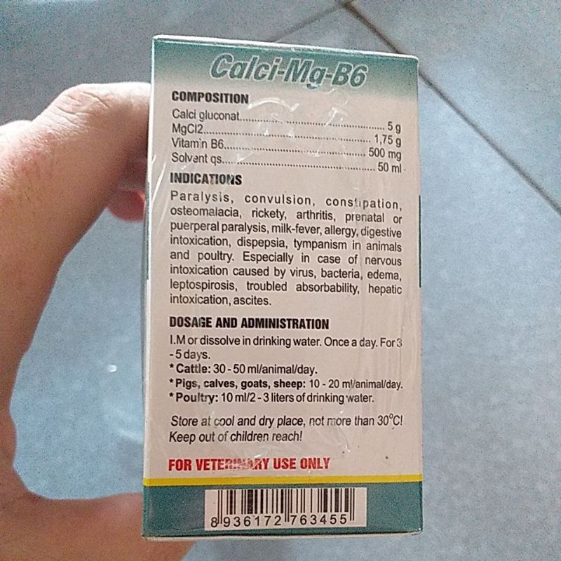 Calci mg b6 cho vật nuôi chửa cần canxi, phù đầu lợn bị th.ần k.inh , táo bón, bại liệt, chó mèo, gà chim for pet thú y