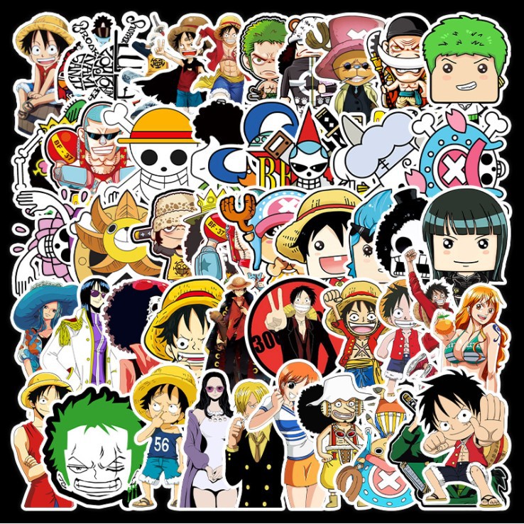 [Set 50 Cái] Sticker One Piece cute dán trang trí laptop, mũ nón bảo hiểm, vali, xe tay ga, ván trượt - DB.011