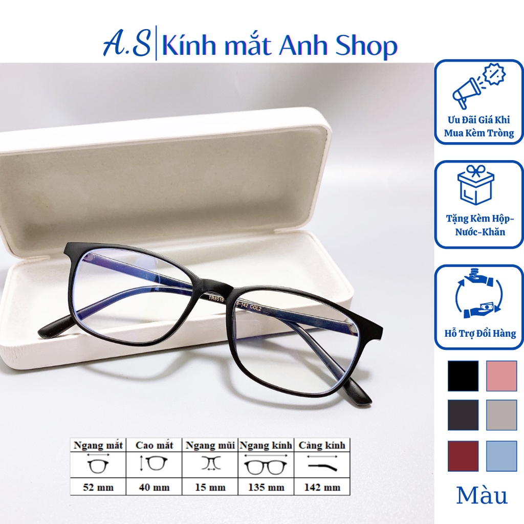 Gọng kính vuông thời trang nhỏ xinh nhiều màu sắc, đeo sáng da 8518A