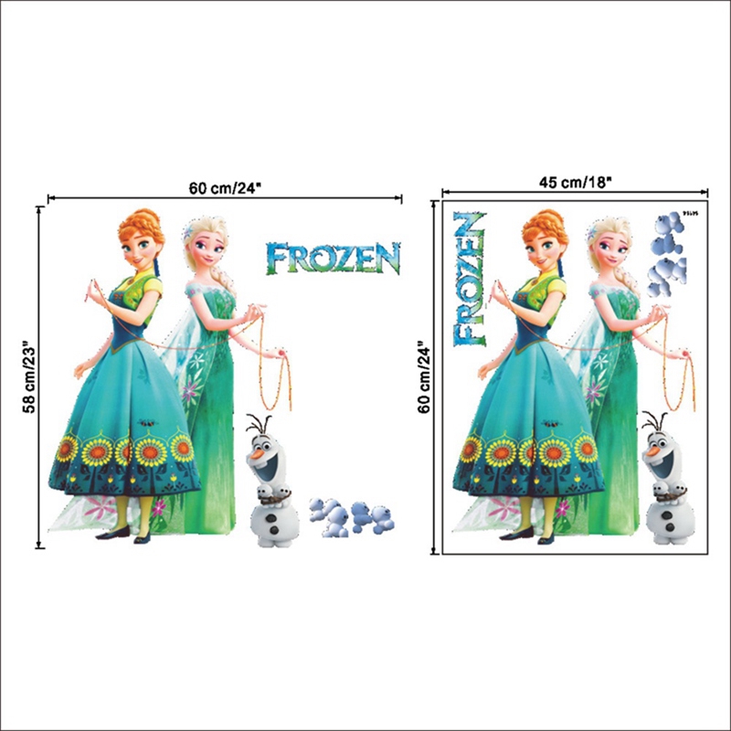 Miếng Dán Tường Vinyl Hình Công Chúa Băng Giá Elsa Anna Trong Phim Frozen, Dùng Trang Trí Phòng Cho Bé Gái Trong Phòng Trẻ Nhỏ