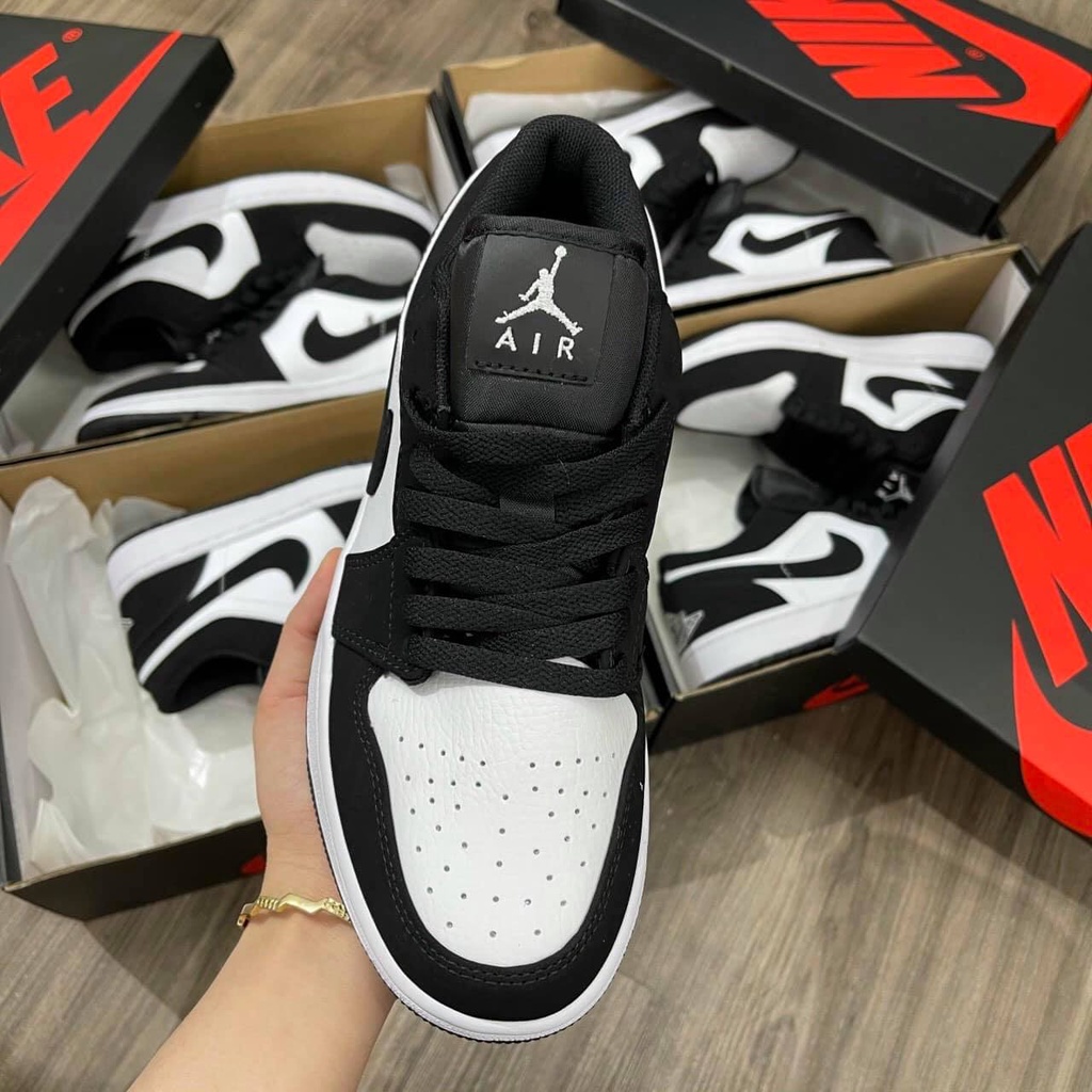 Giày Thể Thao Nam Nữ Cổ Thấp Giày Nike Jordan 1 JD 1 Panda Đen Trắng Full Box Bill