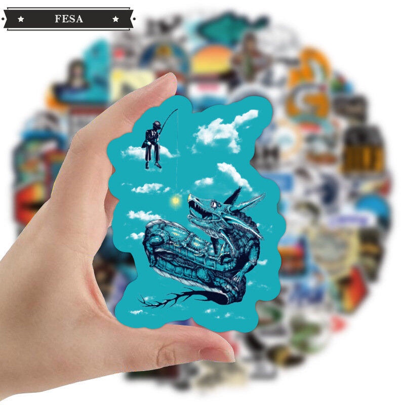 Fesa Set 100 Đề Can Dán Xe Hơi / Vali / Tủ Lạnh Hình Câu Cá Chống Thấm Nước DIY