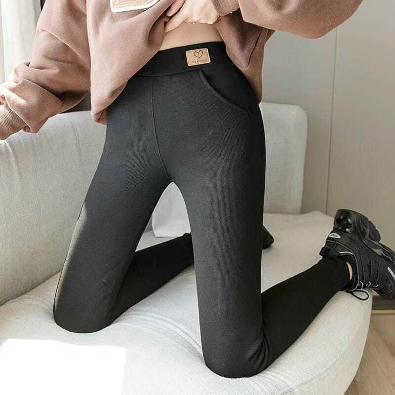 quần legging lót lông 2 màu ghi đậm nhạt cho nữ