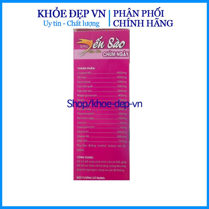 SIRO ĂN NGON YẾN SÀO CHÙM NGÂY – PHÙ HỢP VỚI BÉ ĐANG TRONG GIAI ĐOẠN PHÁT TRIỂN SỨC KHỎE