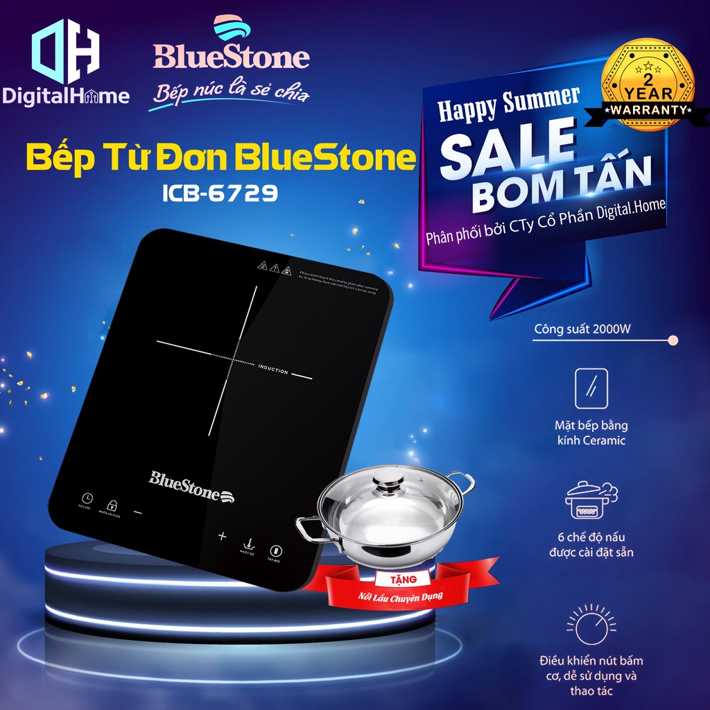 Bếp Từ Bluestone ICB 6729, Công Suất 2000W, Bảo Hành Chính Hãng 2 Năm
