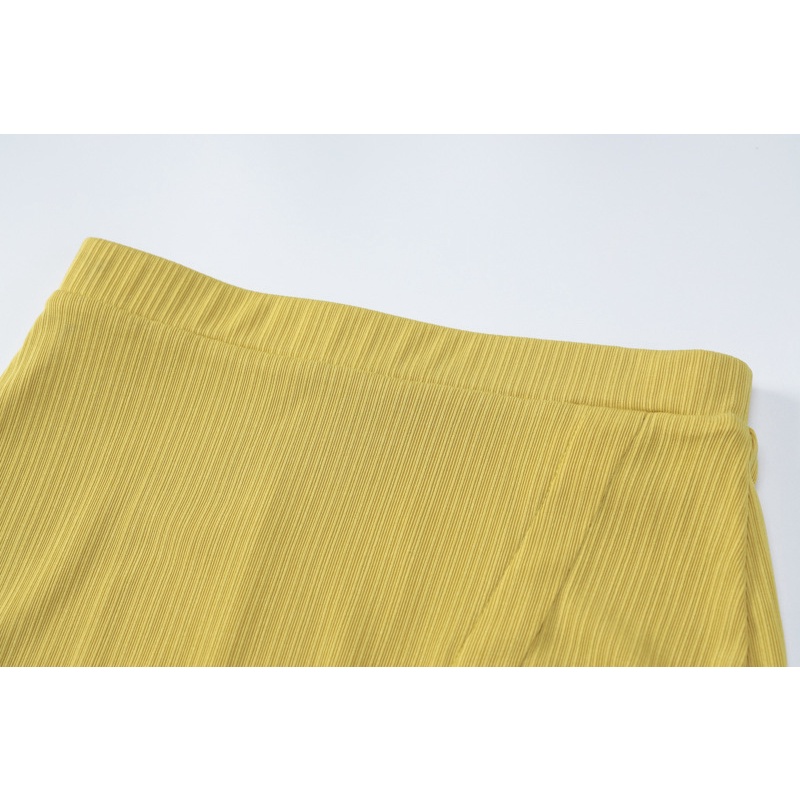 Set Áo Thun Ngắn Tay Cổ Polo Phối Chân Váy Lưng Cao Xẻ Tà Thời Trang Trẻ Trung Cho Nữ