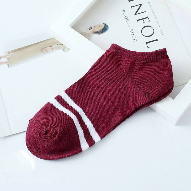 [Vớ nữ cổ thấp] Tất trơn sọc ngang 2 vạch điểm nhấn unisex cổ thấp màu trơn nhiều mẫu đáng yêu dễ phối đồ