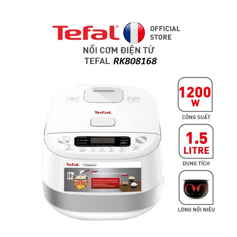 Nồi cơm điện cao tần Tefal RK808168 1.5L - 1200W - Công nghệ Fuzzy logic - Lòng nồi niêu dày 3mm với 5 lớp tích hợp