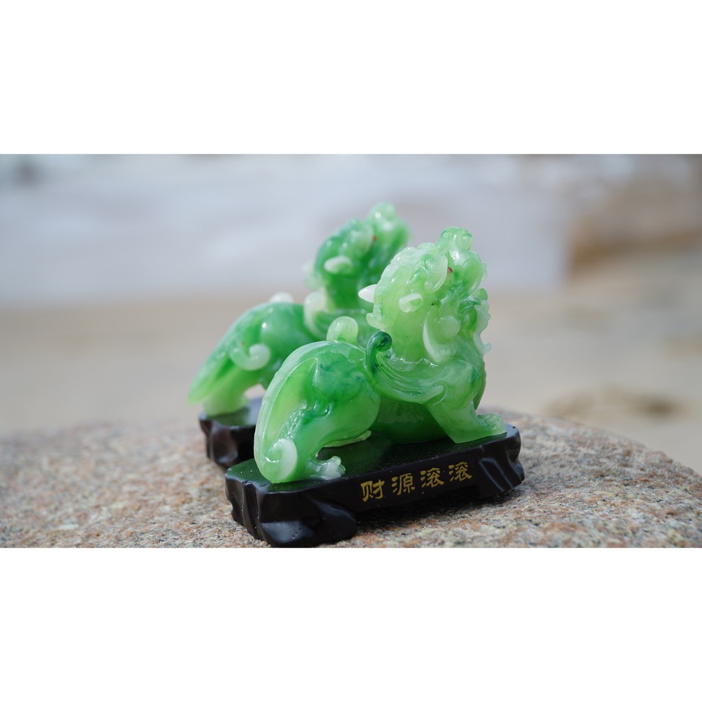 Cặp tượng Tỳ Hưu xanh ngọc phong thủy tài lộc - Cao 10cm | BigBuy360 - bigbuy360.vn