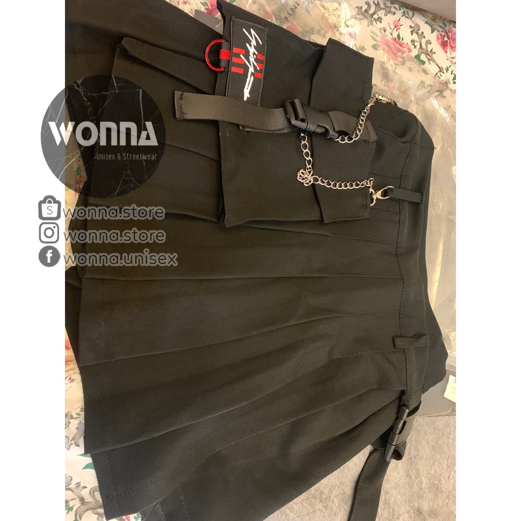 (CÓ SẴN) [ẢNH THẬT 5 TẤM CUỐI] SKIRT BOX CHAIN quần giả váy belt caro unisex ulzzang street style chân váy dây xích hộp | WebRaoVat - webraovat.net.vn