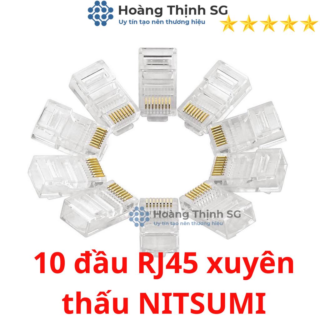 Hạt đầu mạng RJ45 xuyên thấu NITSUMI - Dùng bấm đầu cho dây mạng cat5 cat5E Cat6 Cat6E - Hoàng Thịnh SG