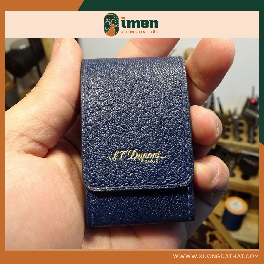 Case Dupont 2LigLignine handmade gắn thắt lưng, bao da Handmade - Màu xanh navy