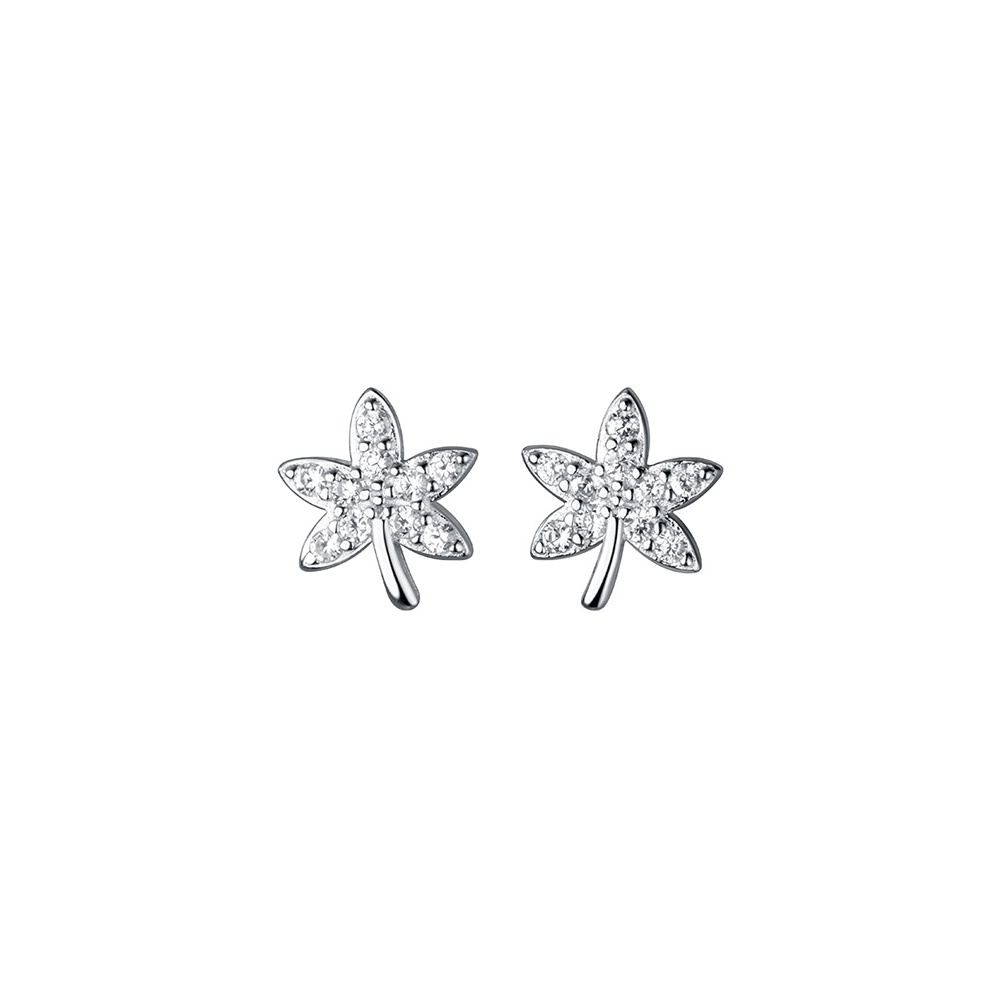 Bông Tai Hình Lá Phong Đính Đá Zircon Dễ Thương Thời Trang Cho Nữ