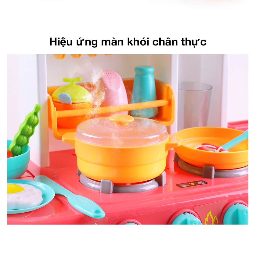 Bộ đồ chơi nhà bếp nấu ăn KAVY cho bé có nhạc và đèn, nhựa nguyên sinh an toàn 36 phụ kiện cao 63 cm