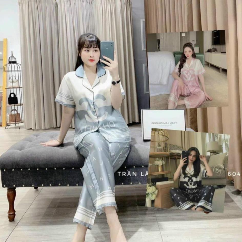 Pijama Lụa SATIN những mẫu hottren 2021 nhà SAM Tay ngắn quần dài Form dưới 60 kí  ྇ ྇ ༚