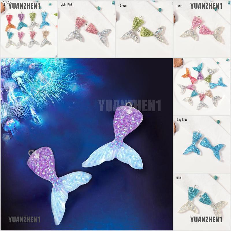 [YUANZHEN1] 10 Mặt Dây Chuyền Hình Đuôi Cá Bằng Nhựa Resin Hỗn Hợp