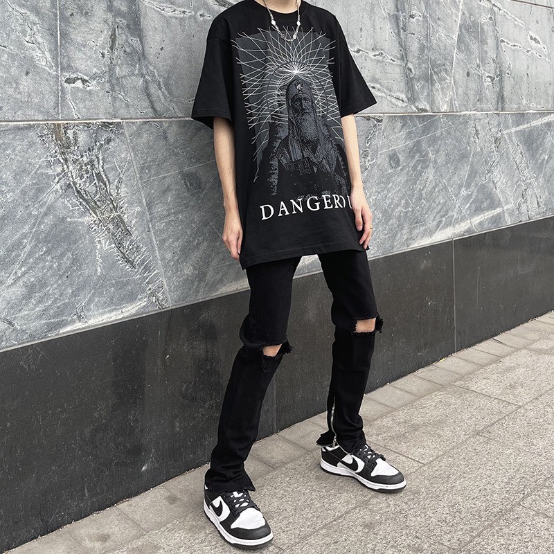 Quần Jean Đen Rách Gối Có Dây Kéo Ở Lai Dành Cho Nam Và Nữ - PANTU UNISEX