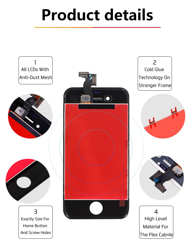 Màn Hình Cảm Ứng Lcd Bằng Kính Thay Thế Chuyên Dụng Cho Iphone 4s 4 4g