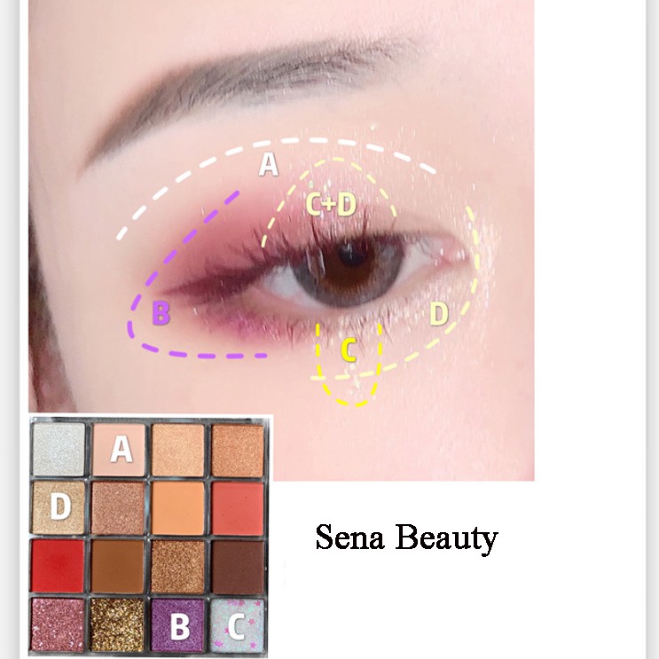 Bảng phấn mắt nhũ lì 16 ô Ruhuatuo Bóng Bay Sena Beauty | BigBuy360 - bigbuy360.vn