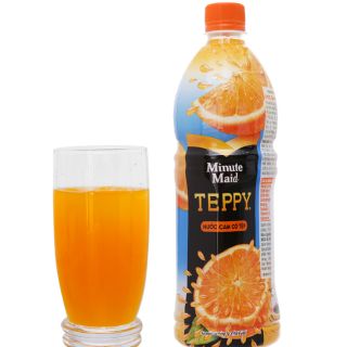 Nước Cam Có Tép Teppy 1L- nước trái cây cam ép giải khát có đường chua ngọt minute maid