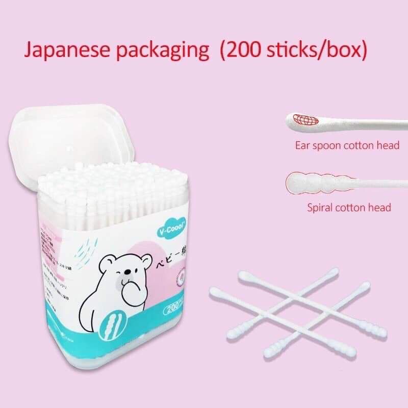 Hộp 400 Que Bông Tăm Thân Giấy Trẻ Em Vcoool