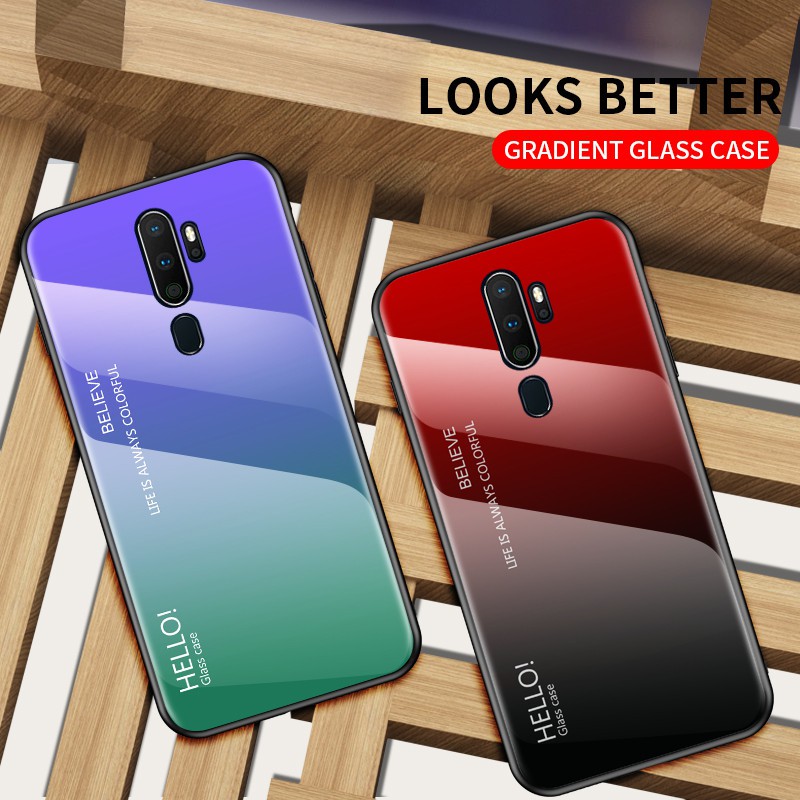 Ốp điện thoại OPPO A9 2020 Kính cường lực Gradient bóng loáng Khung mềm OPPO A9 2020 A92020