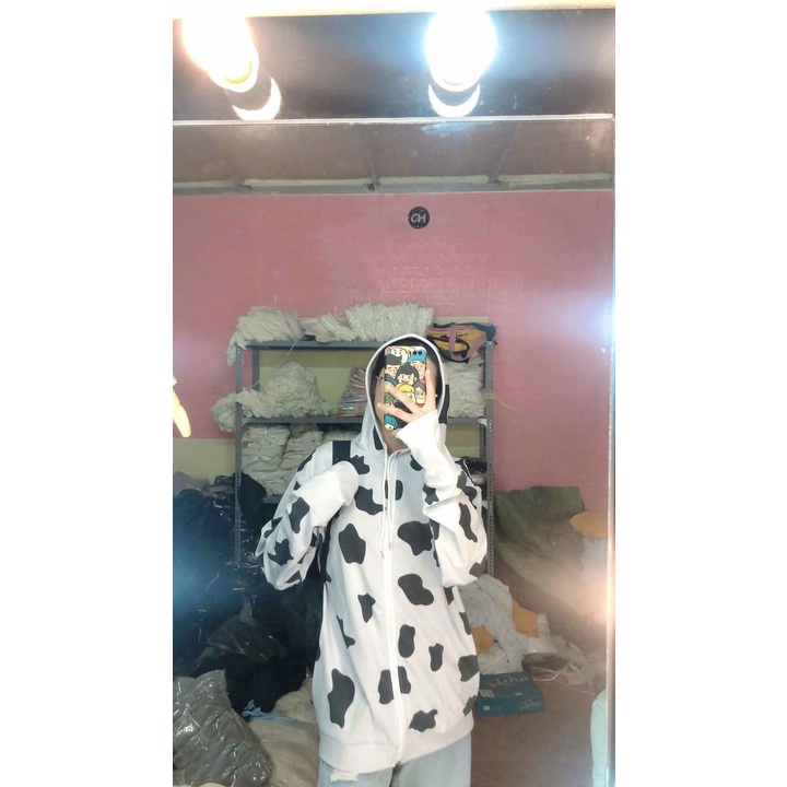 Áo khoác Unisex form rộng BÒ SỮA áo khoác hoodie nam nữ thời trang có mũ cá tính - CUTEZOO
