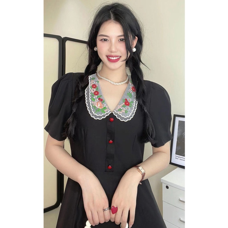 Đầm Polo Màu Đen Thời Trang Phong Cách Pháp Cho Nữ