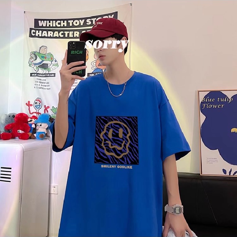 Áo Thun Tay Ngắn Dáng Rộng In Họa Tiết Hoạt Hình Phong Cách Hip Hop Hàn Quốc Thời Trang Mùa Hè Cho Nam Size M-8XL