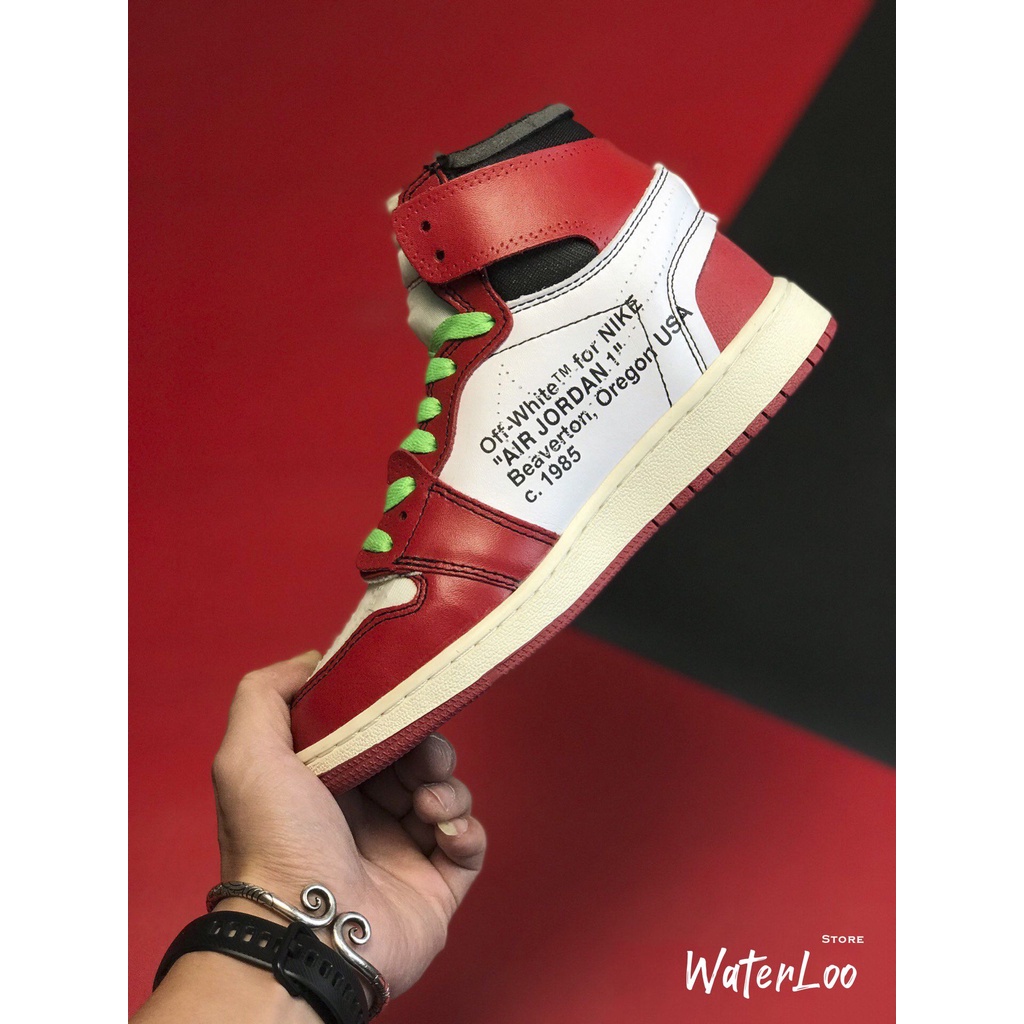 Giày Thể Thao Sneaker AIR JORDAN 1 OFF WHITE Retro High Chicago Đỏ Trắng Cổ Cao Siêu Phong Cách Waterloo Shop