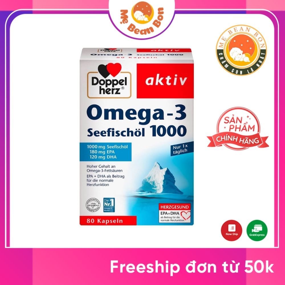 Dầu cá bổ mắt đẹp da của Đức Omega 3 Doppelherz seefischol 1000mg + vitamin E