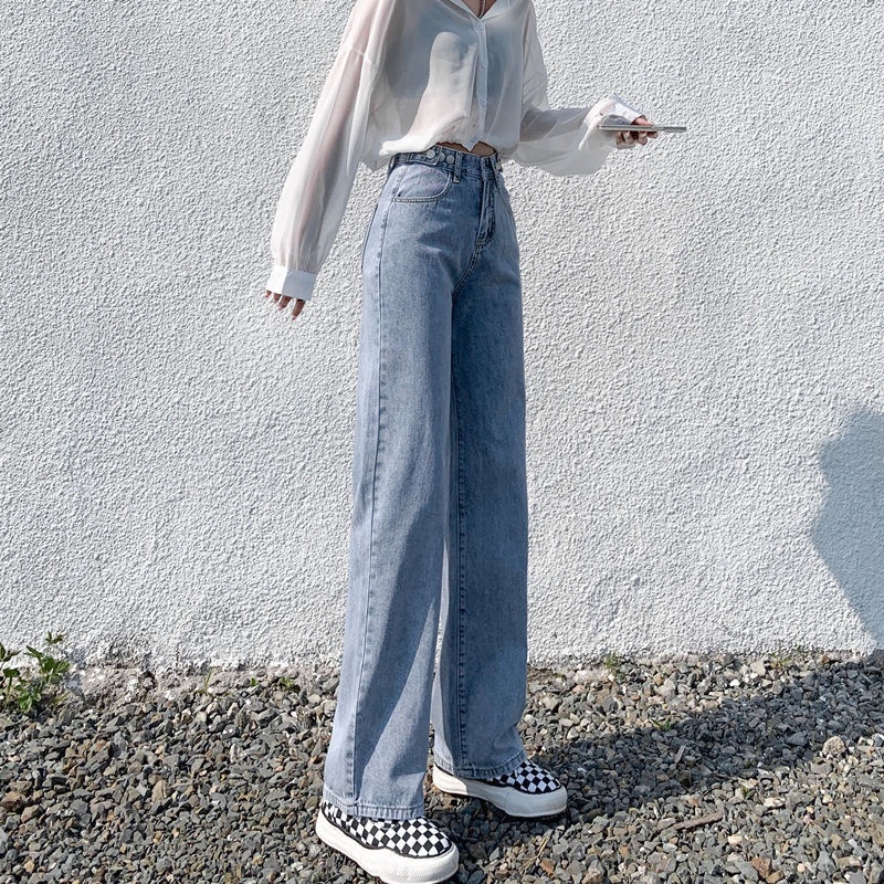 Quần Jean Nữ Ống Rộng Lưng Cao Thời Trang Mùa Hè Hàn Quốc 2022 Mới