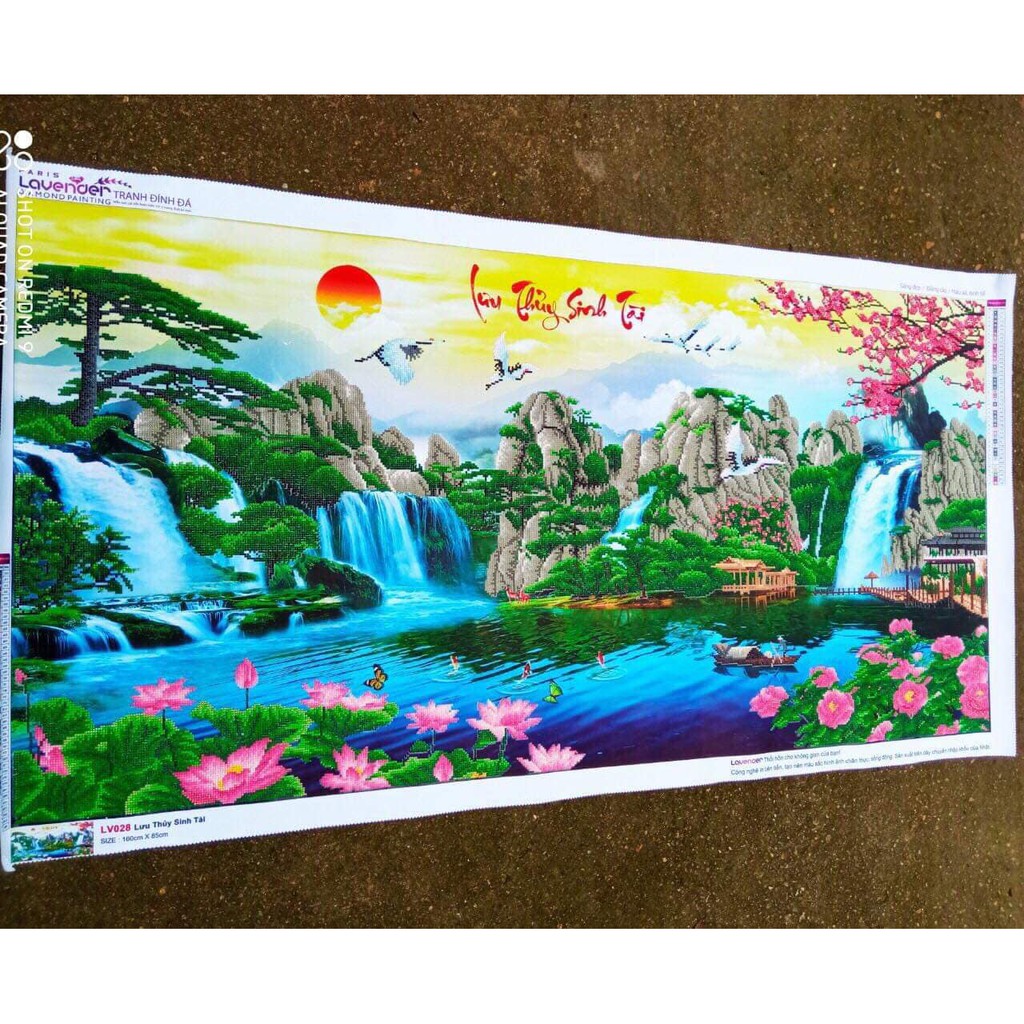 Tranh đính đá phong cảnh Lưu Thủy Sinh Tài LV027, LV028, LV029 - tranh chưa đính đá