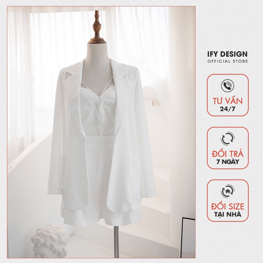 Set vest nữ | Áo vest nữ, Quần short màu trắng IFY Design FS125