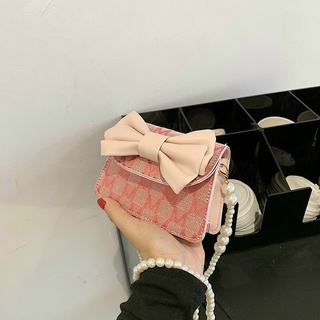 Túi xách nữ nơ mini dây ngọc đeo chéo siêu HOT