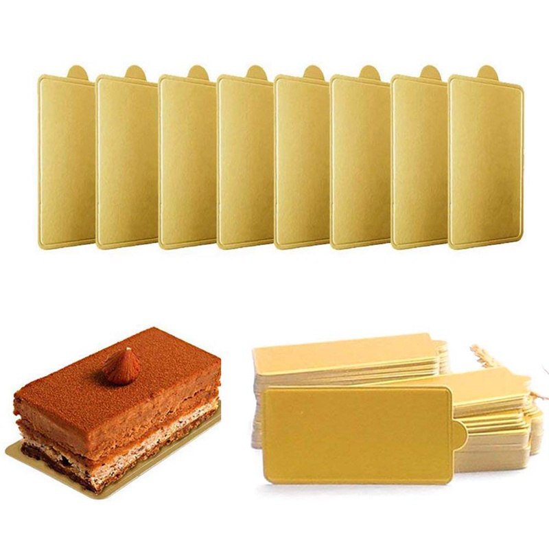 Bộ 100 Đế Bánh Kem Mini Hình Vuông Màu Vàng