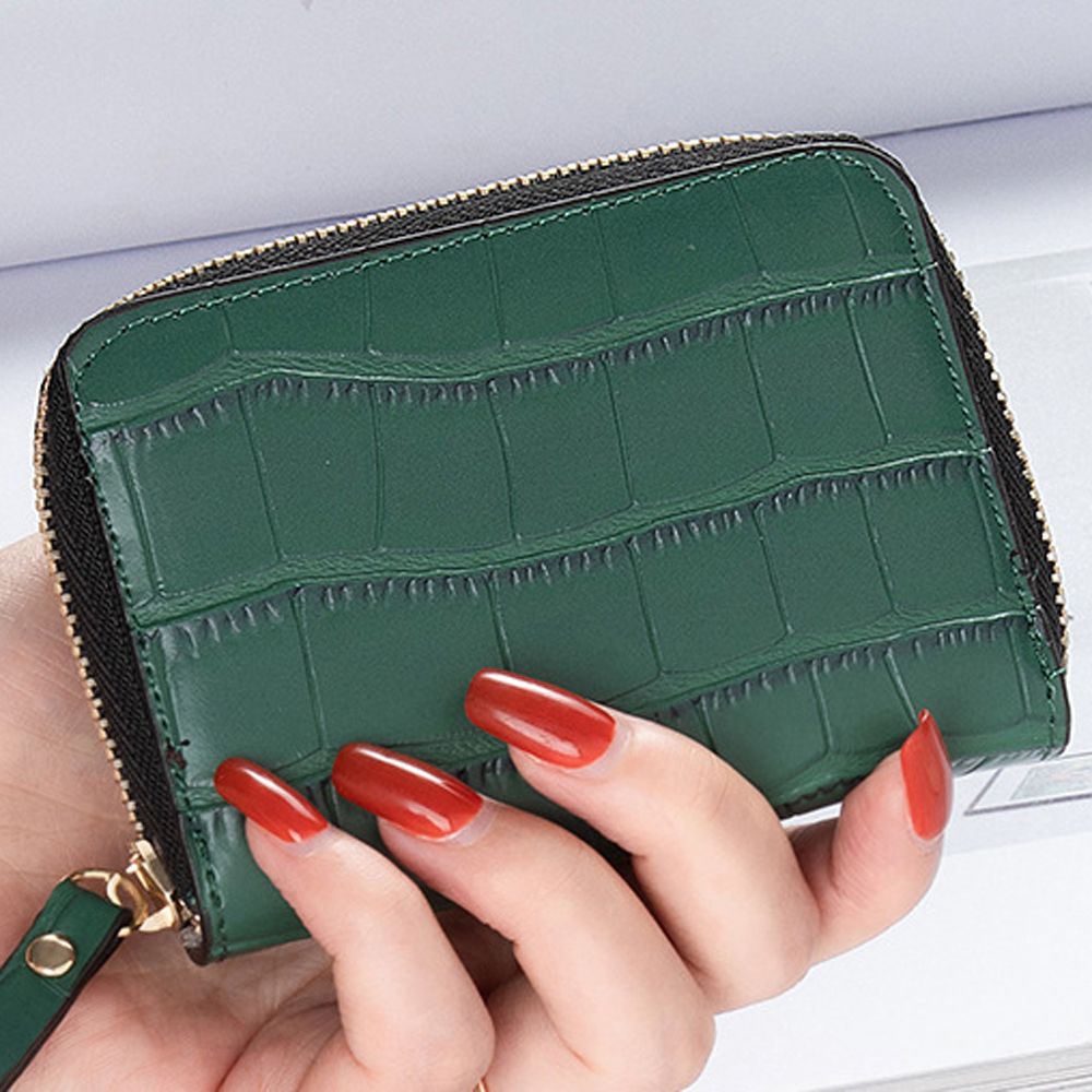 Ví Đựng Thẻ Id Bằng Da Pu Mỏng Có Khóa Kéo Nhiều Màu Cho Nữ