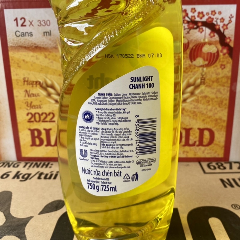 Nước rửa chén bát Sunlight Chanh100 chai 750g
