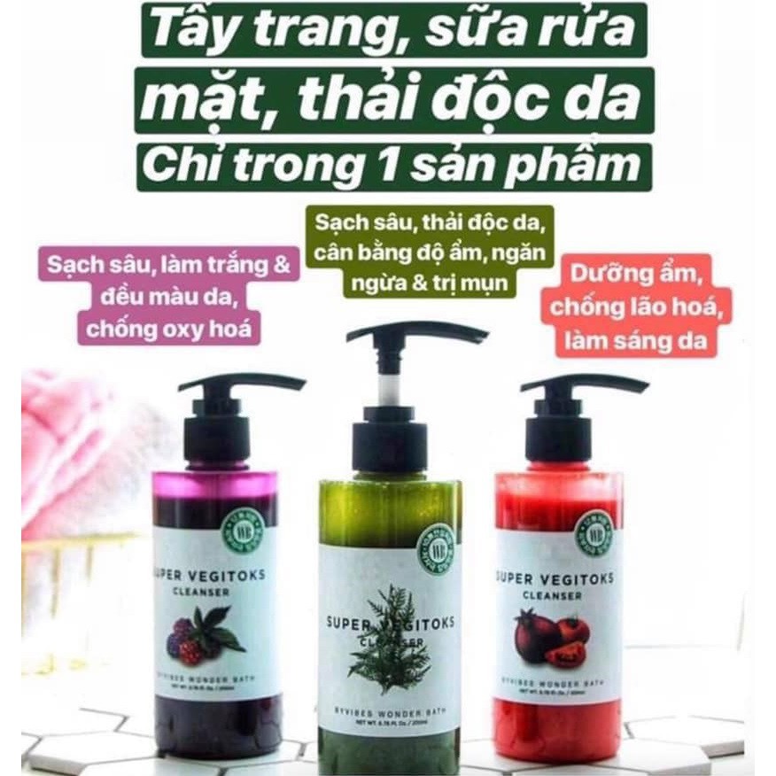 FULL SIZE 300ml - Sữa rửa mặt rau củ thải độc Super vegitoks cleanser Wonder bath